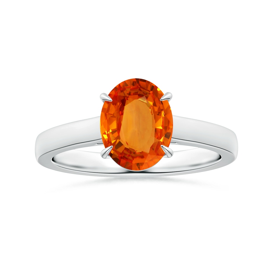 9.20x6.79x3.64mm AAA Claw-Set GIA Certified Oval Orange Sapphire Solitaire Ring in P950 Platinum 