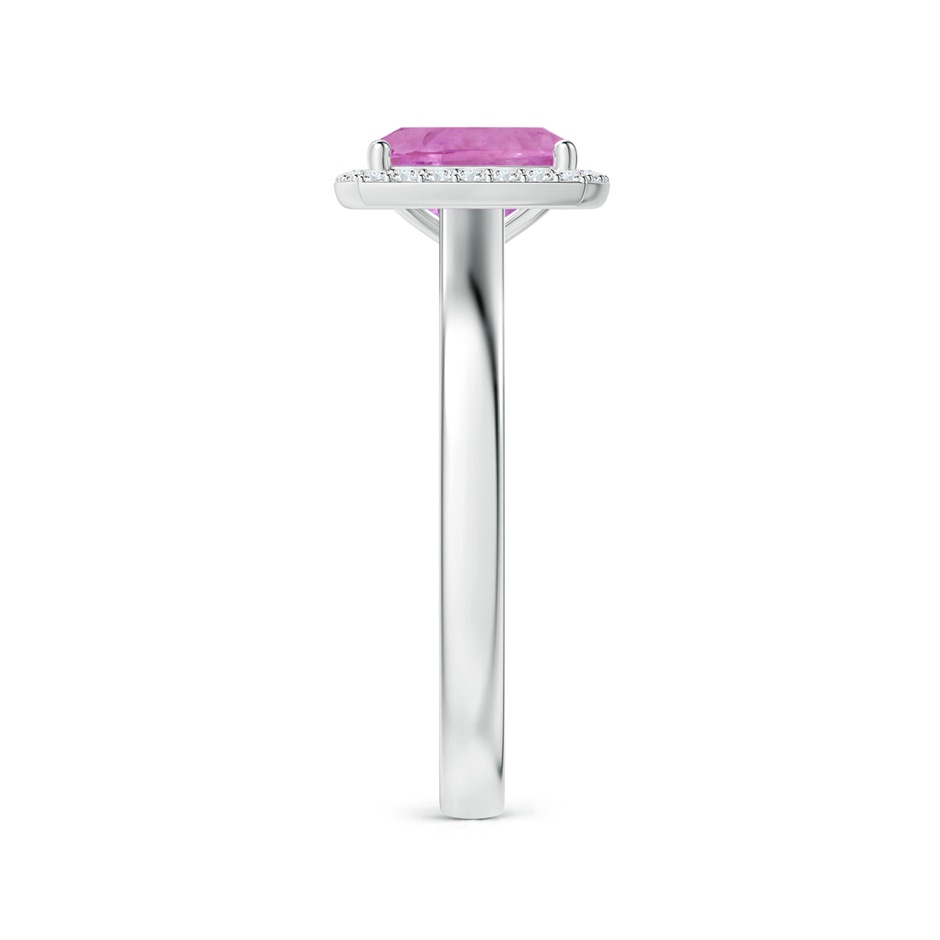 6.62x6.24x3.95mm AAA Cushion Pink Sapphire Ring with Diamond Halo in 18K White Gold side 399