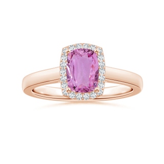 6.62x6.24x3.95mm AAA Cushion Pink Sapphire Ring with Diamond Halo in 9K Rose Gold