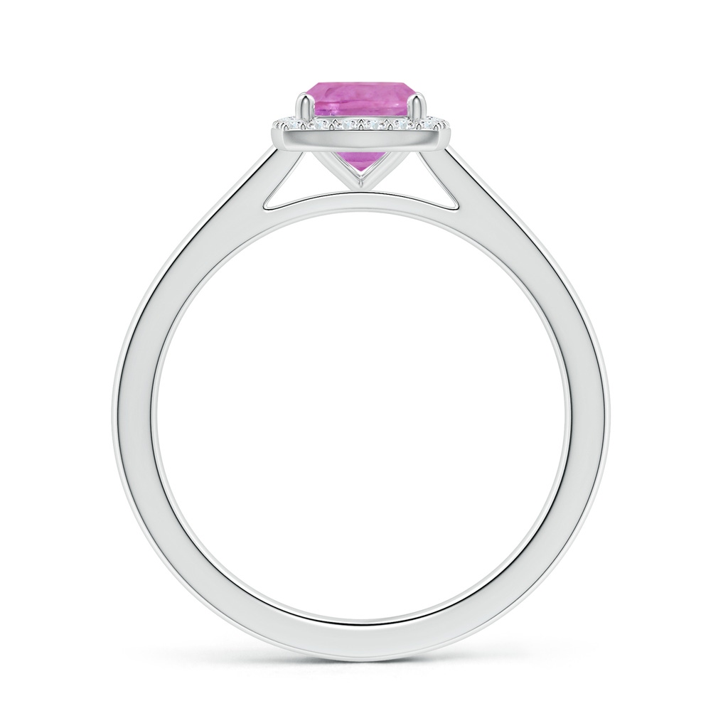 6.62x6.24x3.95mm AAA Cushion Pink Sapphire Ring with Diamond Halo in P950 Platinum - side 199
