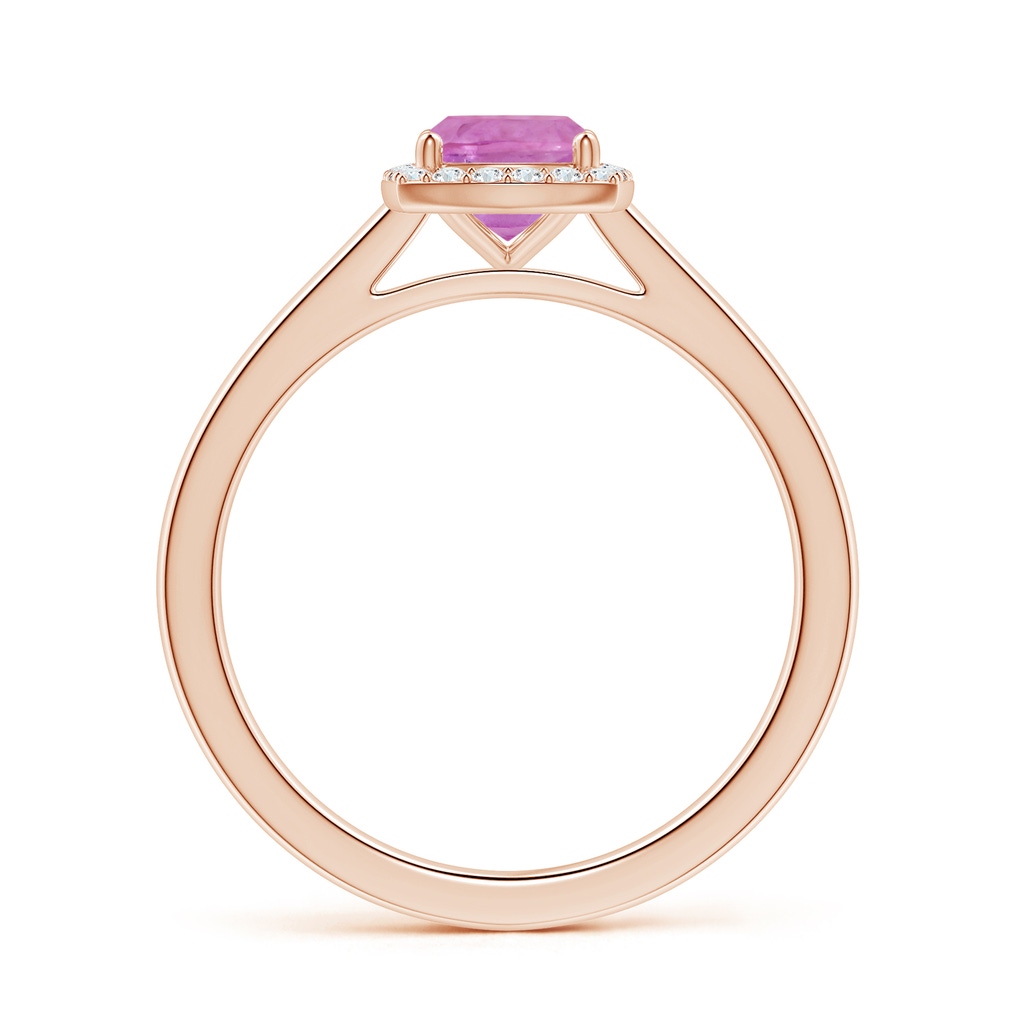 6.62x6.24x3.95mm AAA Cushion Pink Sapphire Ring with Diamond Halo in Rose Gold - side 199