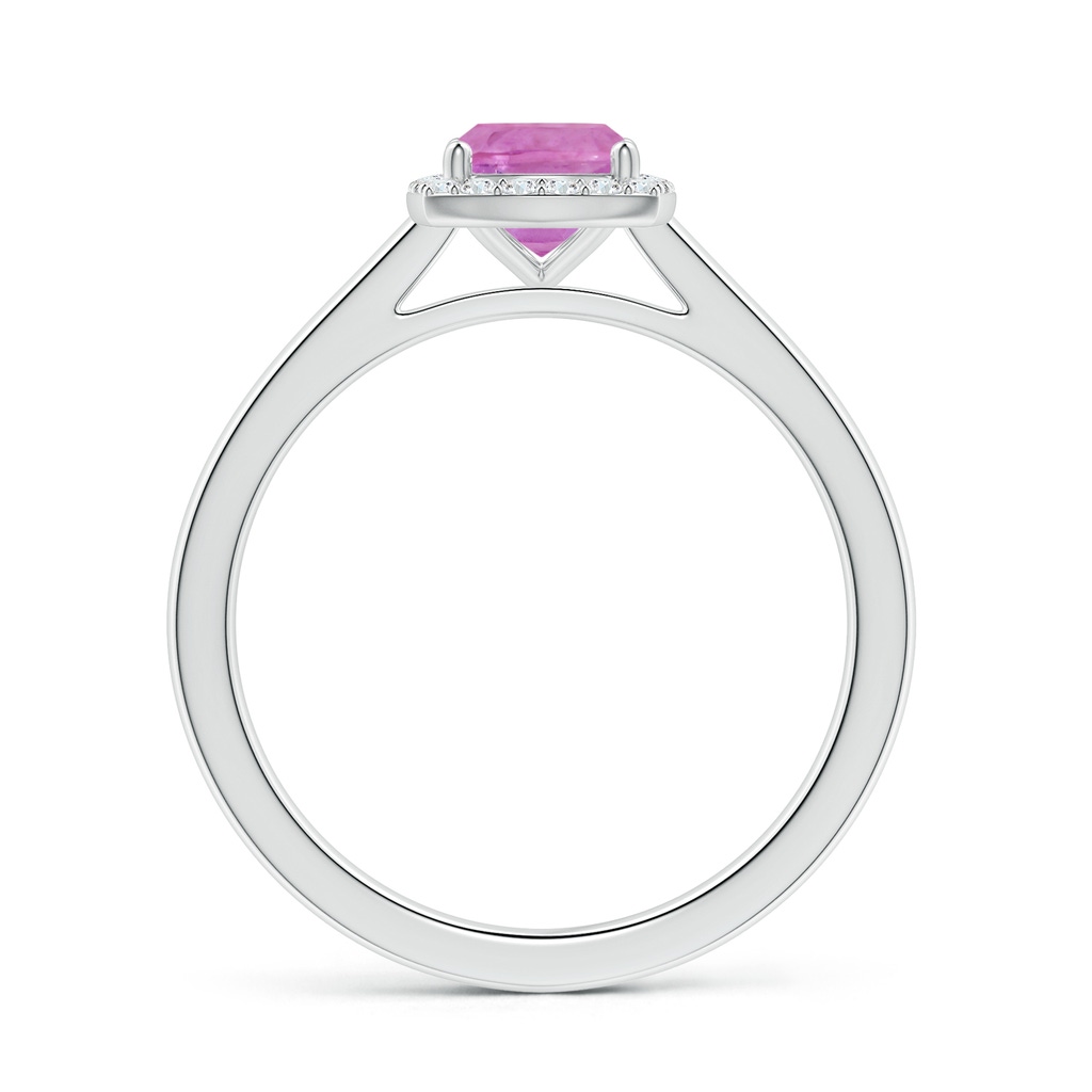 6.62x6.24x3.95mm AAA Cushion Pink Sapphire Ring with Diamond Halo in White Gold Side 199