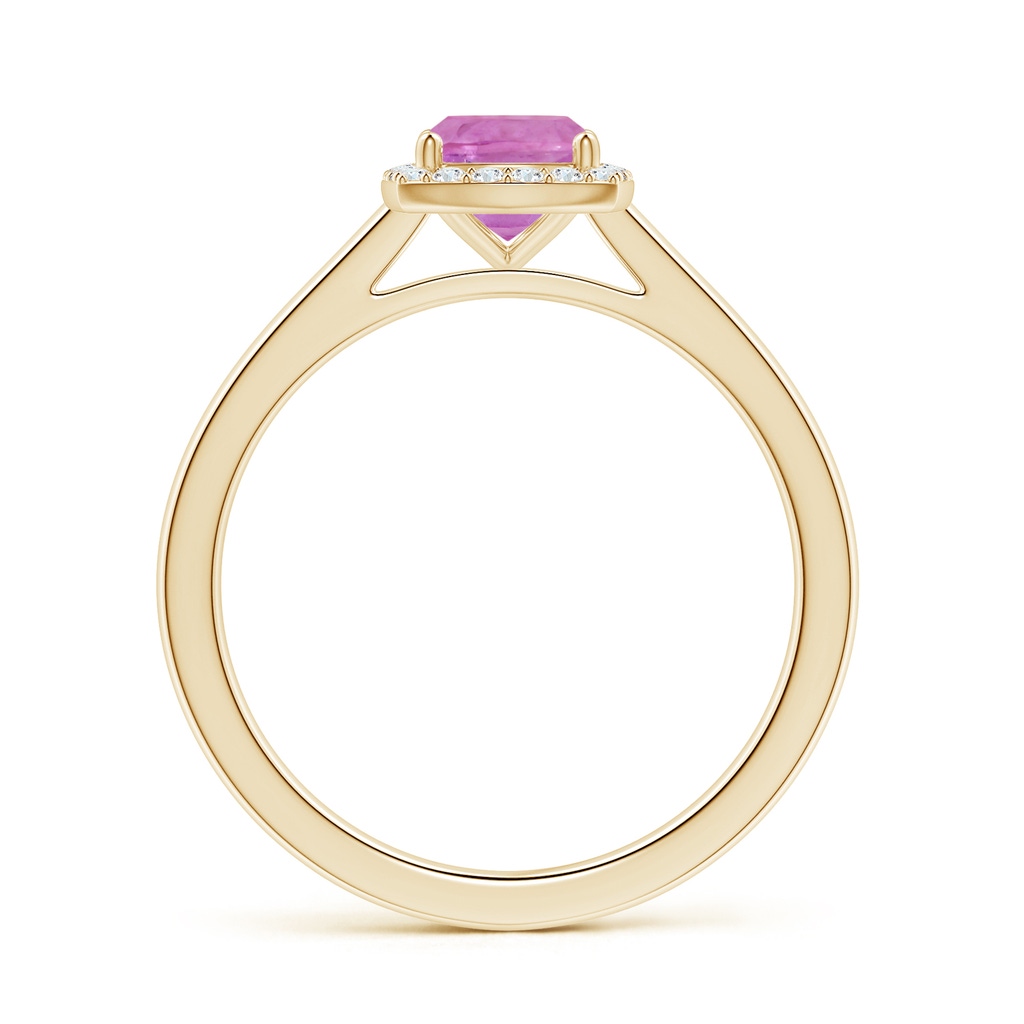 6.62x6.24x3.95mm AAA Cushion Pink Sapphire Ring with Diamond Halo in Yellow Gold - side 199