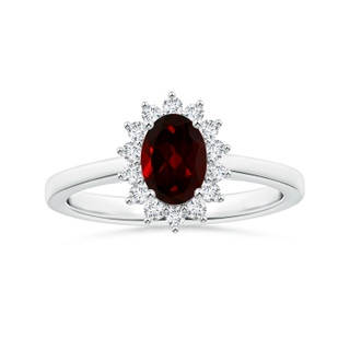 7.93x5.81x3.65mm AAAA Princess Diana Inspired GIA Certified Oval Garnet Halo Ring with Reverse Tapered Shank in P950 Platinum