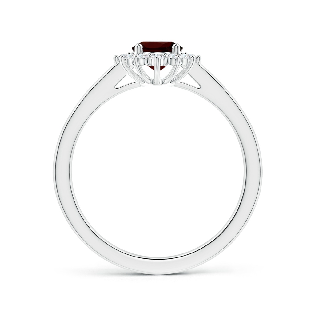 7.93x5.81x3.65mm AAAA Princess Diana Inspired GIA Certified Oval Garnet Halo Ring with Reverse Tapered Shank in White Gold Side 199