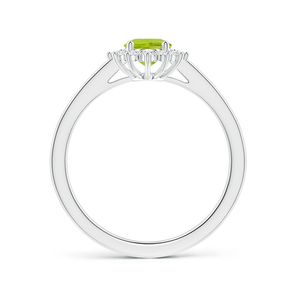 8.02x5.97x4.09mm AAA GIA Certified Princess Diana Inspired Oval Peridot Reverse Tapered Ring with Halo in White Gold - side 199