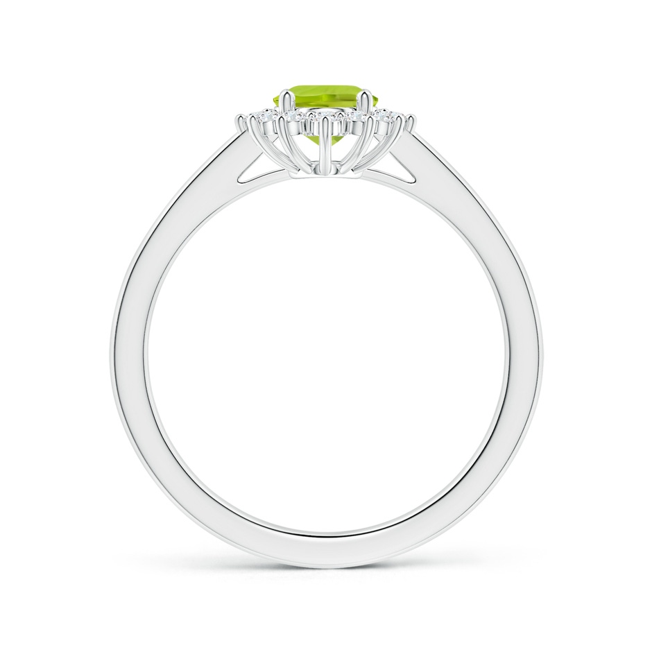 8.02x5.97x4.09mm AAA GIA Certified Princess Diana Inspired Oval Peridot Reverse Tapered Ring with Halo in White Gold side 199