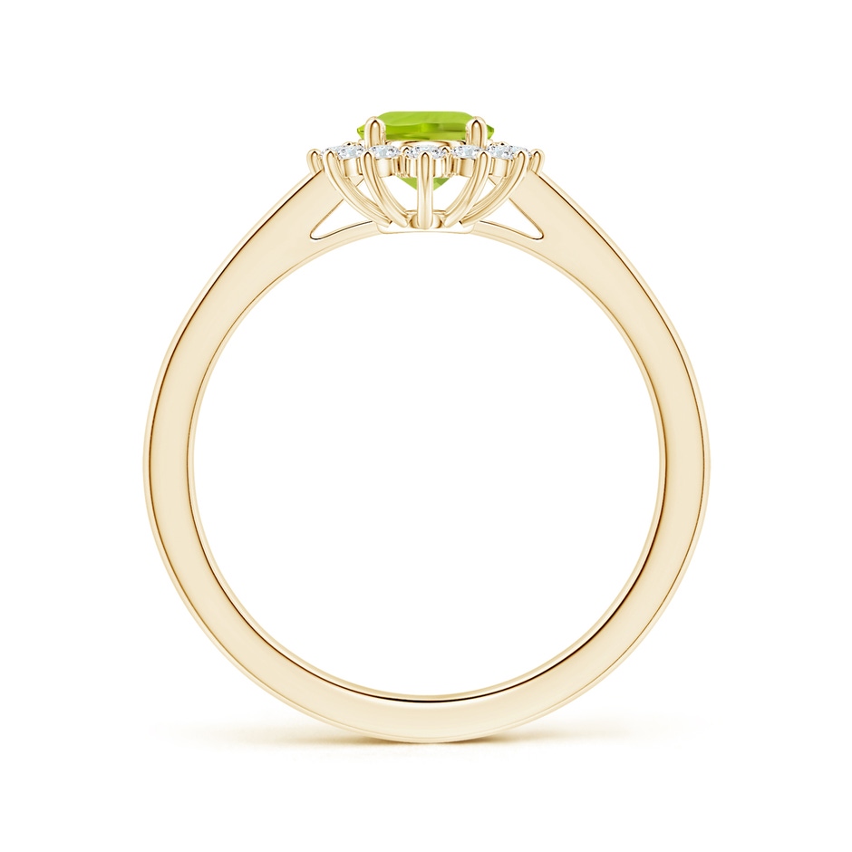 8.02x5.97x4.09mm AAA GIA Certified Princess Diana Inspired Oval Peridot Reverse Tapered Ring with Halo in Yellow Gold side 199