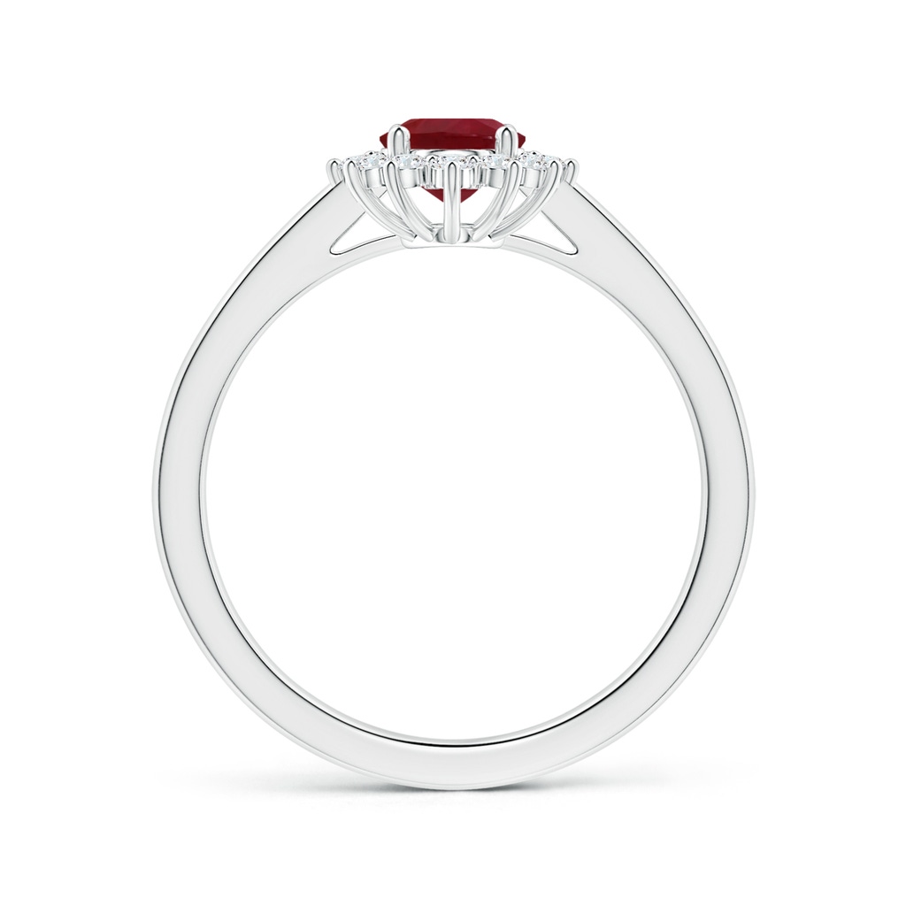 7.86x6.16x4.51mm AA Princess Diana Inspired GIA Certified Oval Ruby Reverse Tapered Shank Ring with Halo in 18K White Gold Side-1