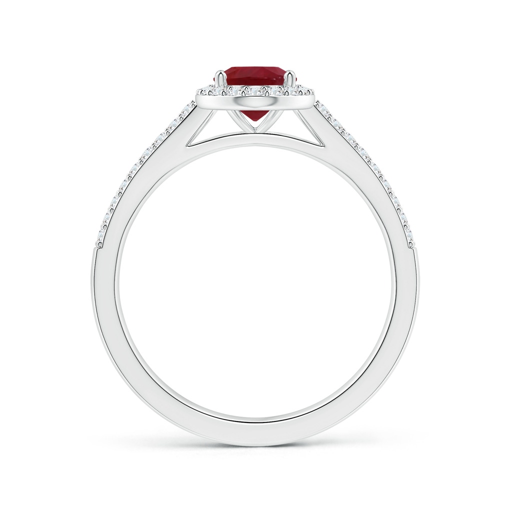 7.86x6.16x4.51mm AA GIA Certified Oval Ruby Halo Ring with Diamond Split Shank in 18K White Gold Side-1