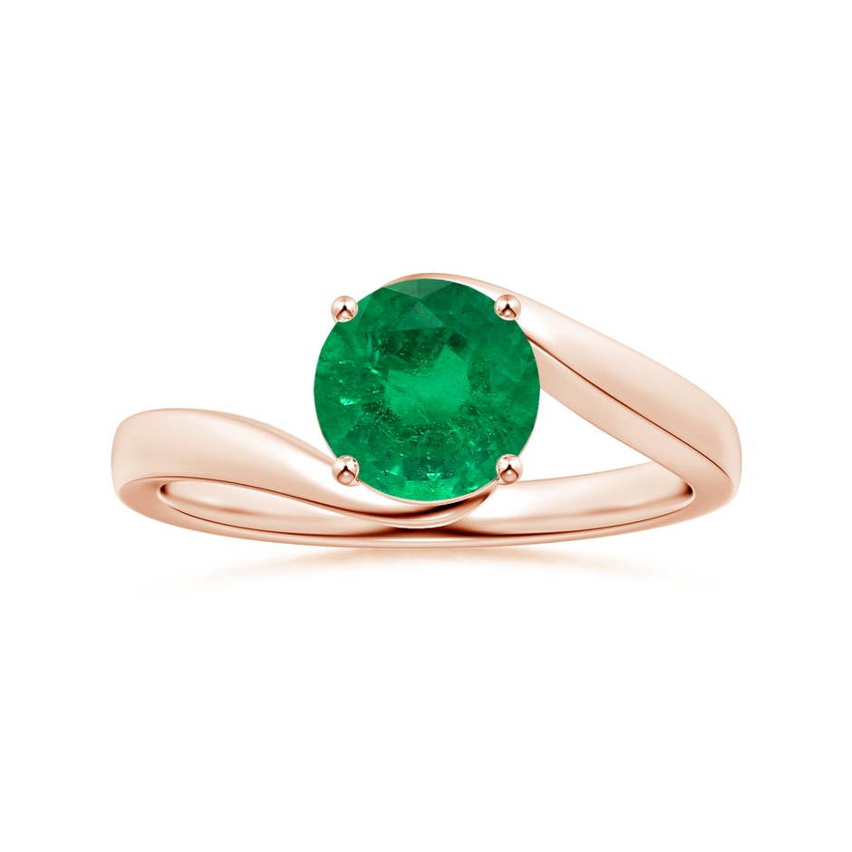 6.82x6.72x4.34mm AAA Prong-Set GIA Certified Solitaire Round Emerald Bypass Ring in 9K Rose Gold 