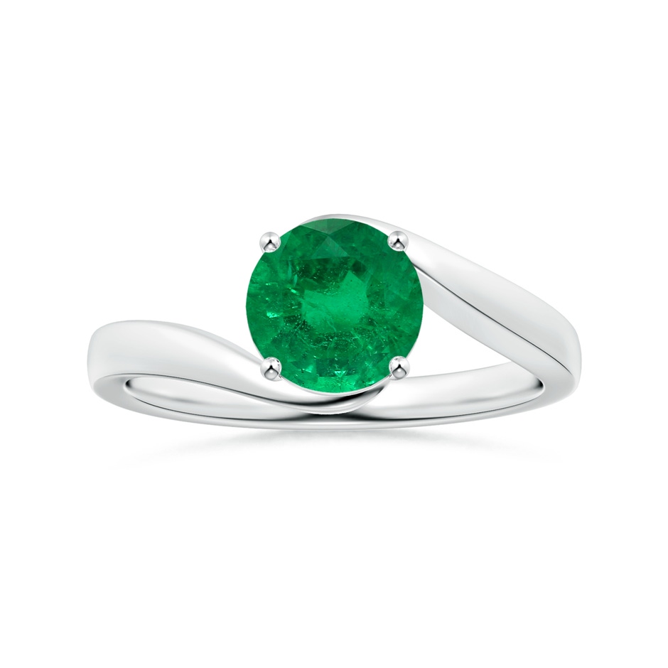 6.82x6.72x4.34mm AAA Prong-Set GIA Certified Solitaire Round Emerald Bypass Ring in White Gold 