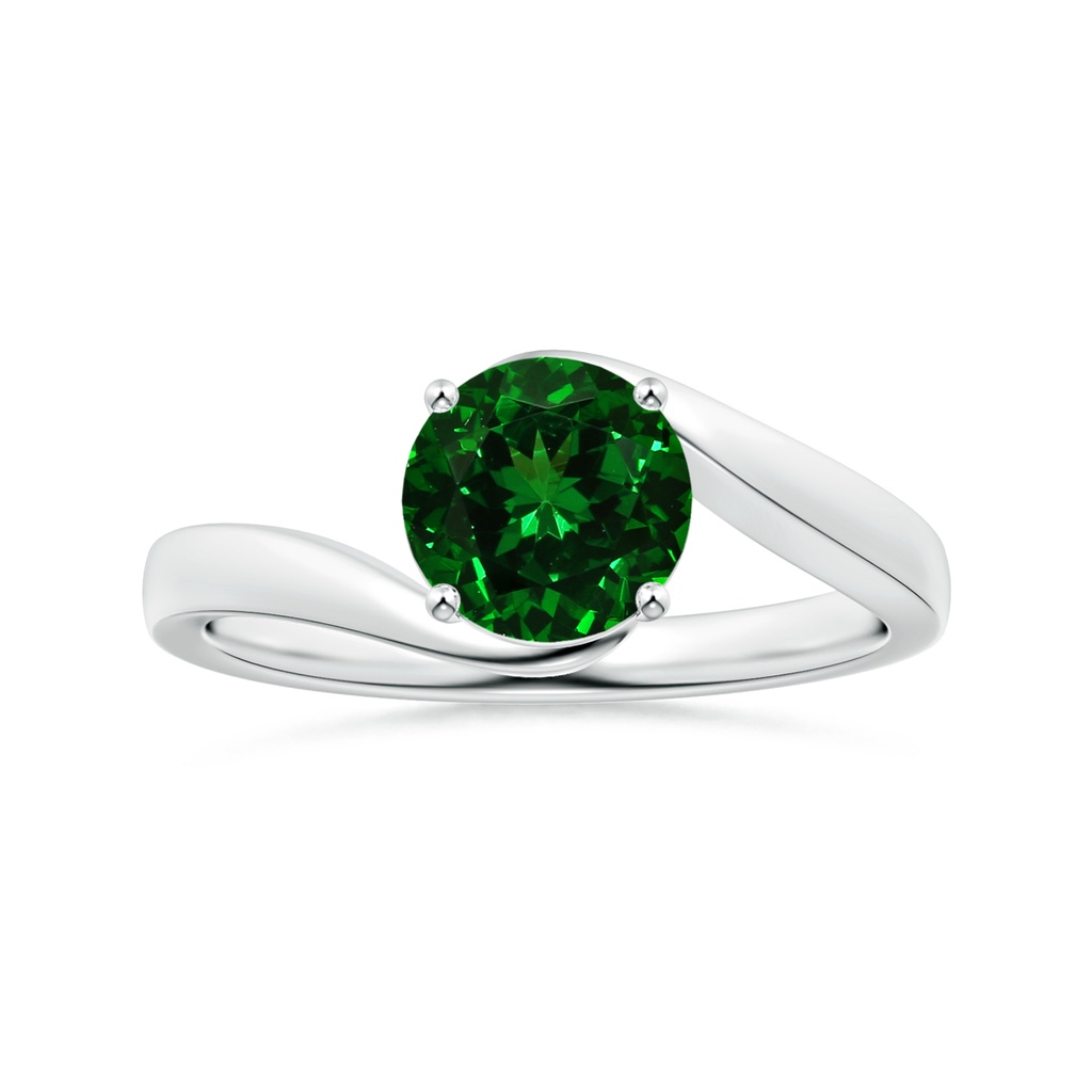 6mm AAAA Prong-Set GIA Certified Solitaire Round Tsavorite Bypass Ring in P950 Platinum