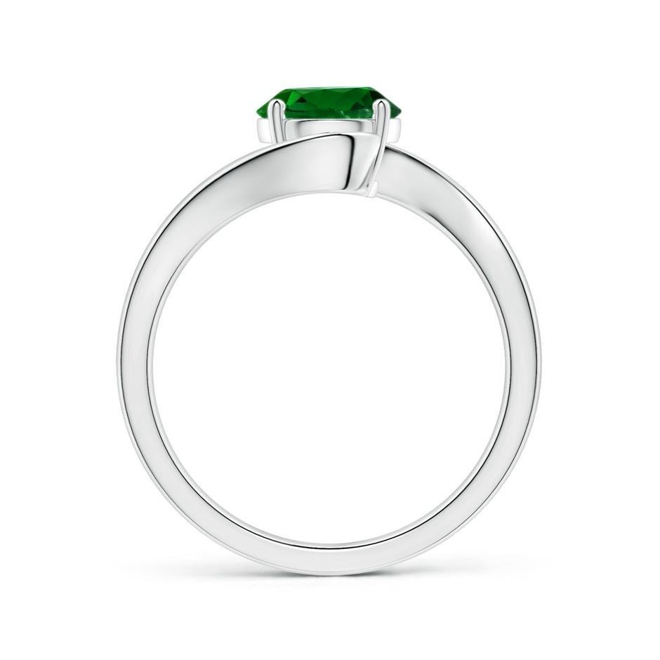 6mm AAAA Prong-Set GIA Certified Solitaire Round Tsavorite Bypass Ring in P950 Platinum Side-1