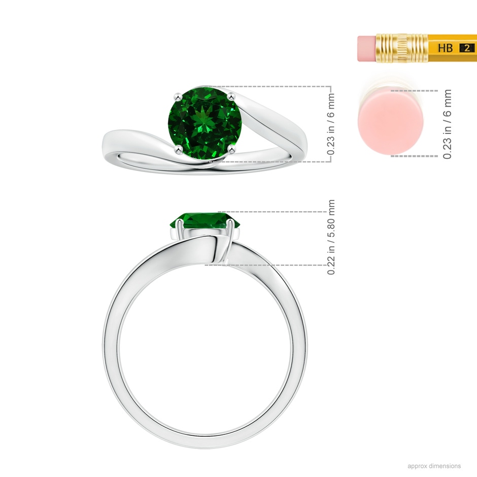 6mm AAAA Prong-Set GIA Certified Solitaire Round Tsavorite Bypass Ring in P950 Platinum Ruler