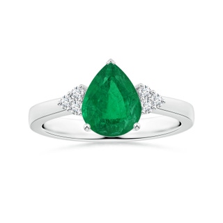 9.37x6.33x4.36mm AAA GIA Certified Reverse Tapered Pear-Shaped Emerald Ring with Side Diamonds in P950 Platinum