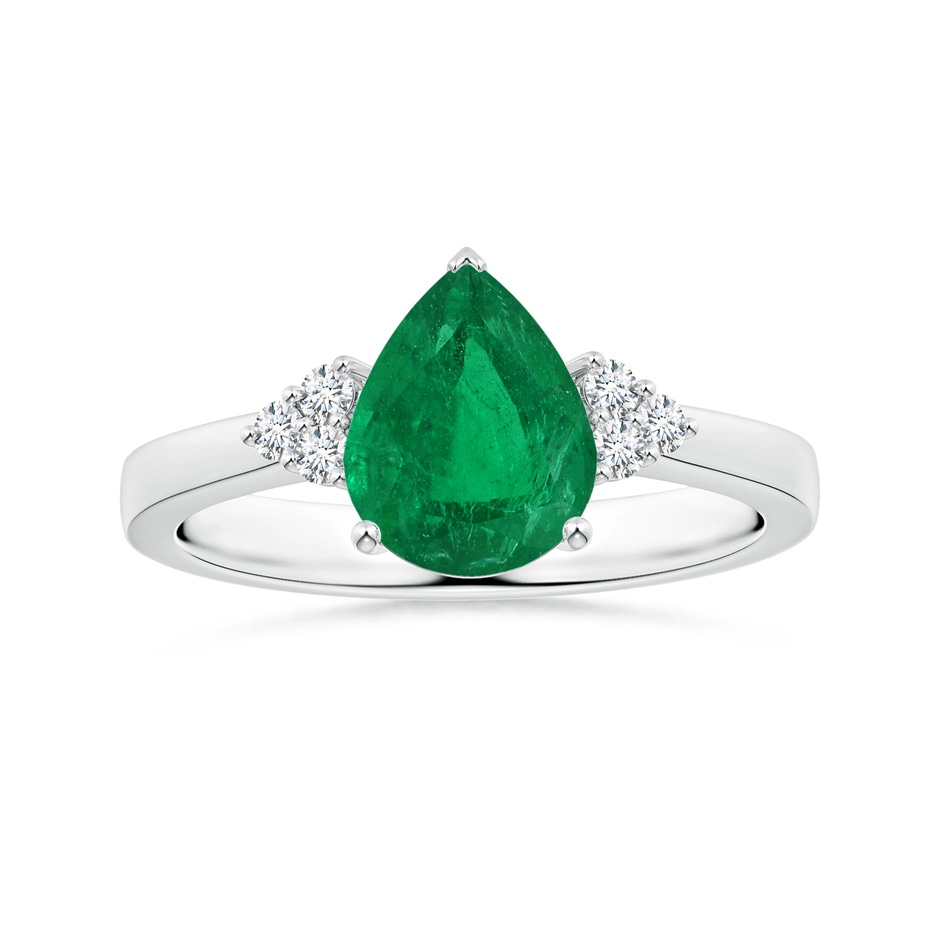 9.37x6.33x4.36mm AAA GIA Certified Reverse Tapered Pear-Shaped Emerald Ring with Side Diamonds in White Gold 