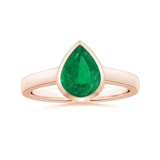 9.37x6.33x4.36mm AAA GIA Certified Bezel-Set Pear-Shaped Emerald Solitaire Ring in 10K Rose Gold