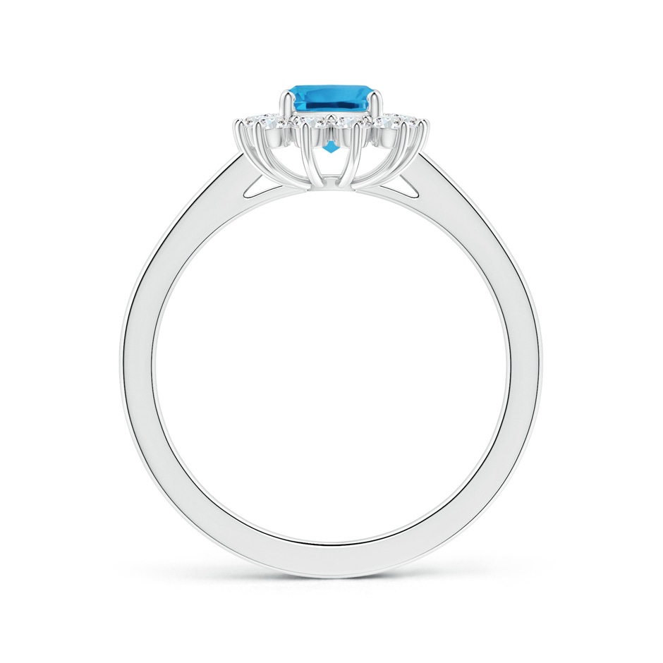8.01x6.08x4.12mm AAAA Princess Diana Inspired GIA Certified Cushion Rectangular Swiss Blue Topaz Halo Ring in 18K White Gold side 199