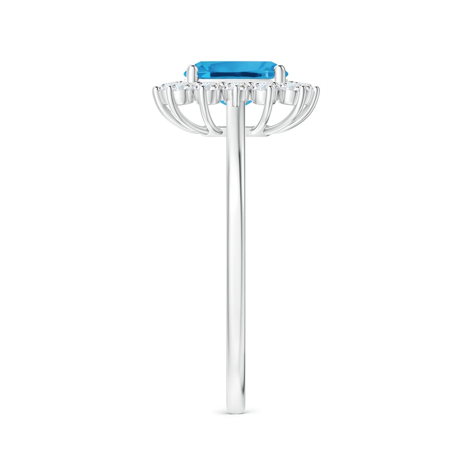 8.01x6.08x4.12mm AAAA Princess Diana Inspired GIA Certified Cushion Rectangular Swiss Blue Topaz Halo Ring in 18K White Gold side 399