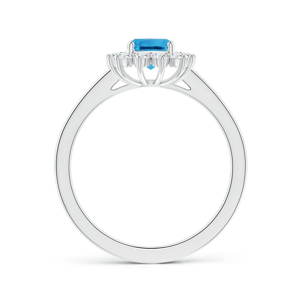 8.01x6.08x4.12mm AAAA Princess Diana Inspired GIA Certified Cushion Rectangular Swiss Blue Topaz Halo Ring in White Gold Side 199