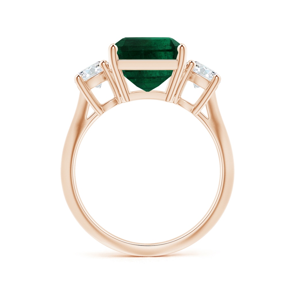 10.31x8.20x6.57mm AA GIA Certified Three Stone Emerald-Cut Emerald Knife-Edge Shank Ring with Diamonds in Rose Gold - side 199
