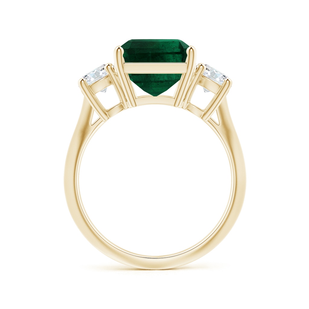 10.31x8.20x6.57mm AA GIA Certified Three Stone Emerald-Cut Emerald Knife-Edge Shank Ring with Diamonds in Yellow Gold - side 199