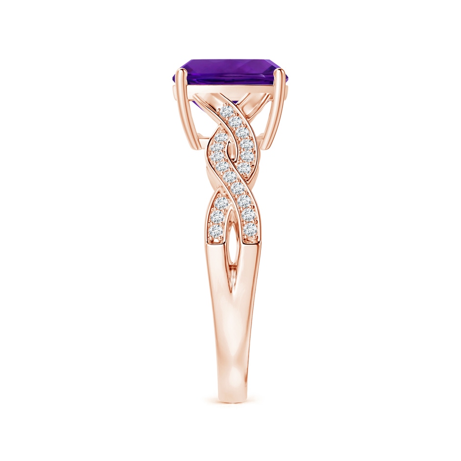 9.05x9.01x5.66mm AAAA Prong-Set GIA Certified Cushion Amethyst Twist Shank Ring in 18K Rose Gold side 399