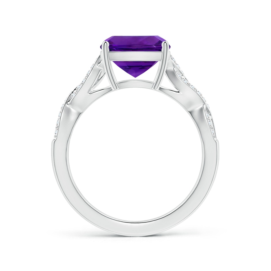 9.05x9.01x5.66mm AAAA Prong-Set GIA Certified Cushion Amethyst Twist Shank Ring in P950 Platinum Side 199