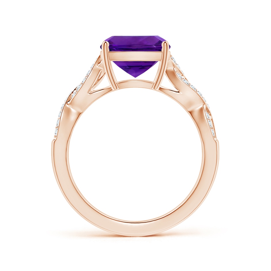9.05x9.01x5.66mm AAAA Prong-Set GIA Certified Cushion Amethyst Twist Shank Ring in Rose Gold side 199