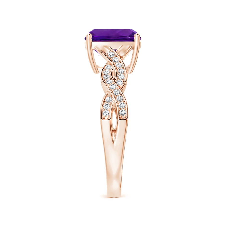 9.05x9.01x5.66mm AAAA Prong-Set GIA Certified Cushion Amethyst Twist Shank Ring in Rose Gold side 399