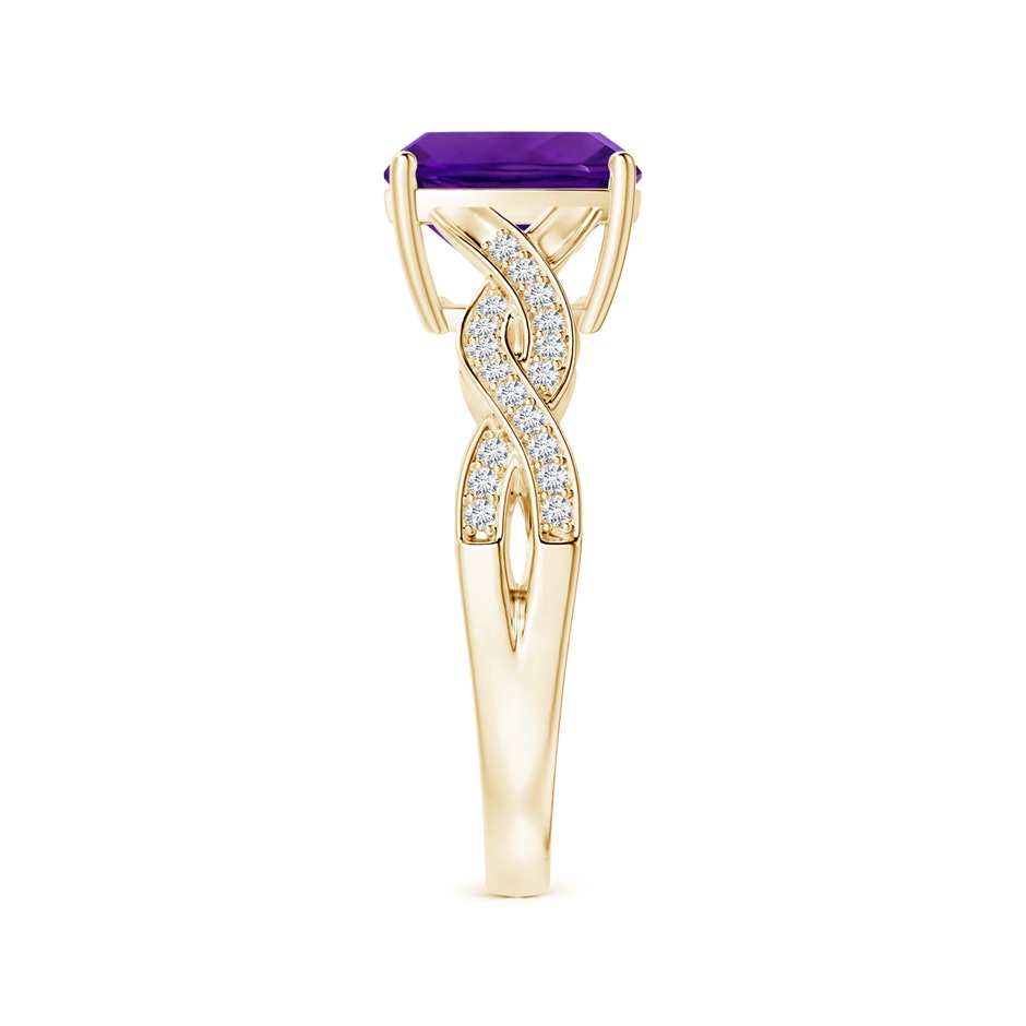 9.05x9.01x5.66mm AAAA Prong-Set GIA Certified Cushion Amethyst Twist Shank Ring in Yellow Gold side 399