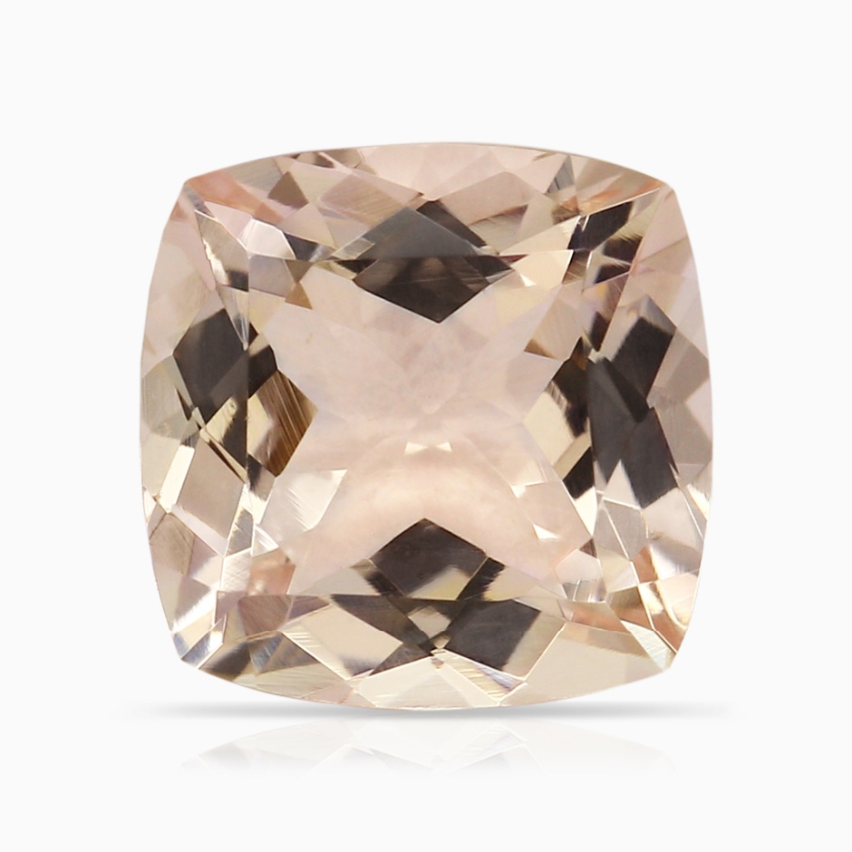 9x9mm AA Prong-Set GIA Certified Cushion Morganite Ring with Diamonds in 18K White Gold Stone