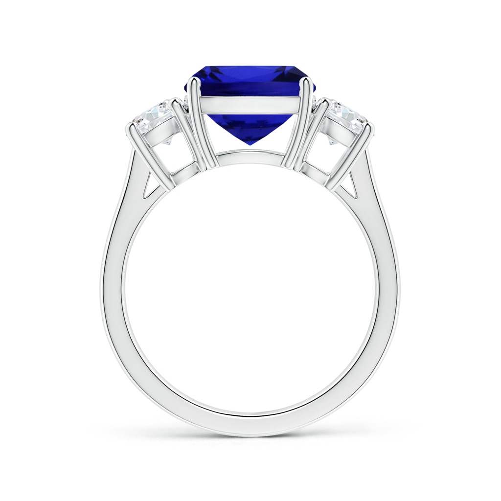 9.01x8.88x5.84mm AAAA GIA Certified Three Stone Cushion Tanzanite Reverse Tapered Shank Ring with Diamonds in White Gold Side 199