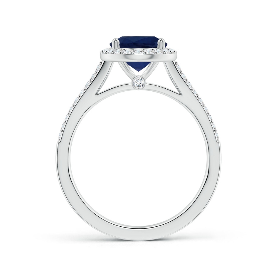 9.14x7.17x4.26mm A GIA Certified Oval Blue Sapphire Split Shank Ring with Diamond Halo in P950 Platinum Side-1