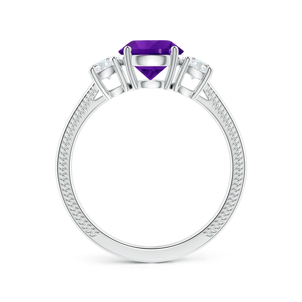 8.16x8.06x5.44mm AA Three Stone GIA Certified Round Amethyst Leaf Ring with Diamonds in White Gold Side 199