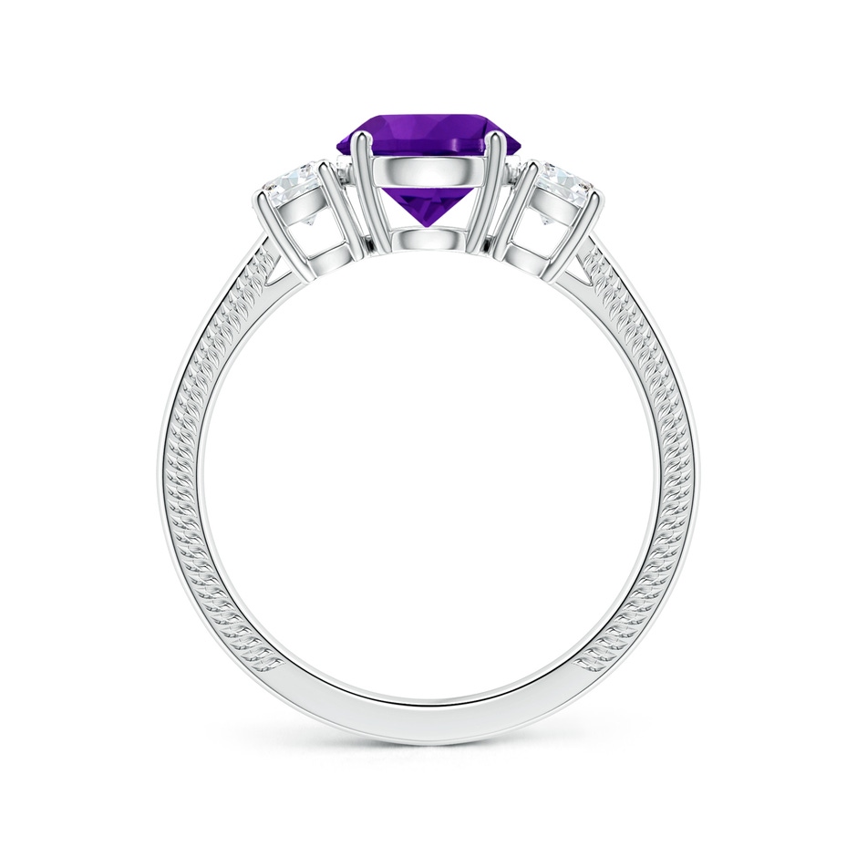 8.16x8.06x5.44mm AA Three Stone GIA Certified Round Amethyst Leaf Ring with Diamonds in White Gold side 199