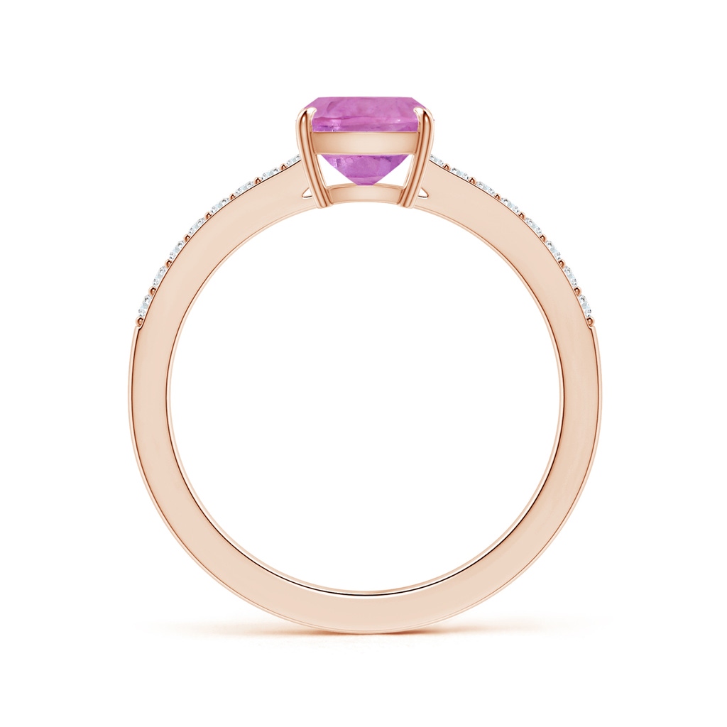 6.62x6.24x3.95mm AAA Claw-Set Cushion Pink Sapphire Ring with Reverse Tapered Diamond Shank in Rose Gold - side 199