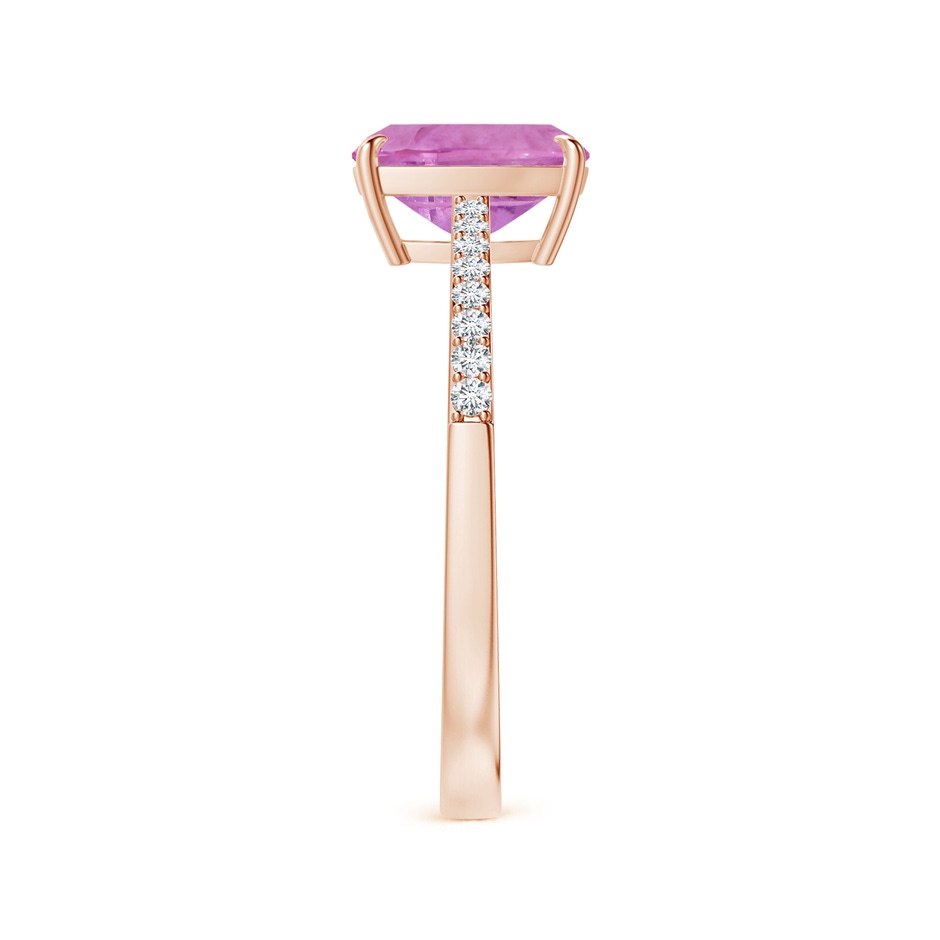 6.62x6.24x3.95mm AAA Claw-Set Cushion Pink Sapphire Ring with Reverse Tapered Diamond Shank in Rose Gold side 399