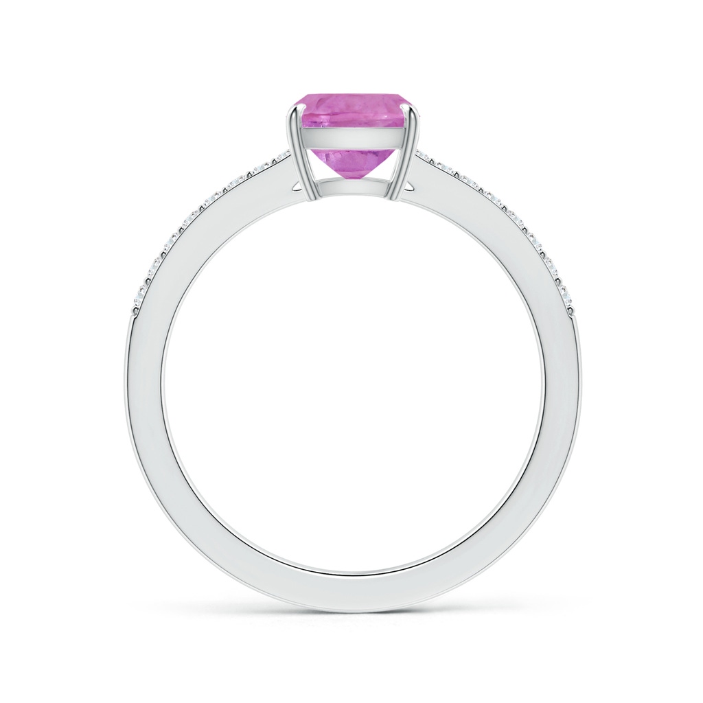 6.62x6.24x3.95mm AAA Claw-Set Cushion Pink Sapphire Ring with Reverse Tapered Diamond Shank in White Gold Side 199