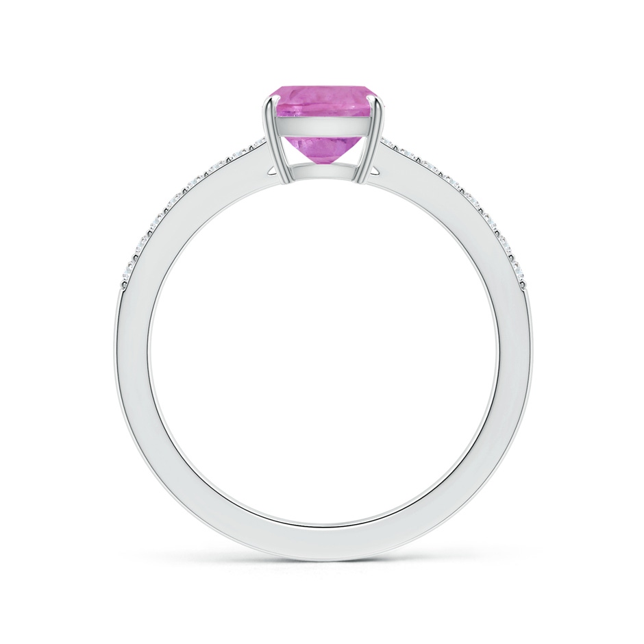 6.62x6.24x3.95mm AAA Claw-Set Cushion Pink Sapphire Ring with Reverse Tapered Diamond Shank in White Gold side 199