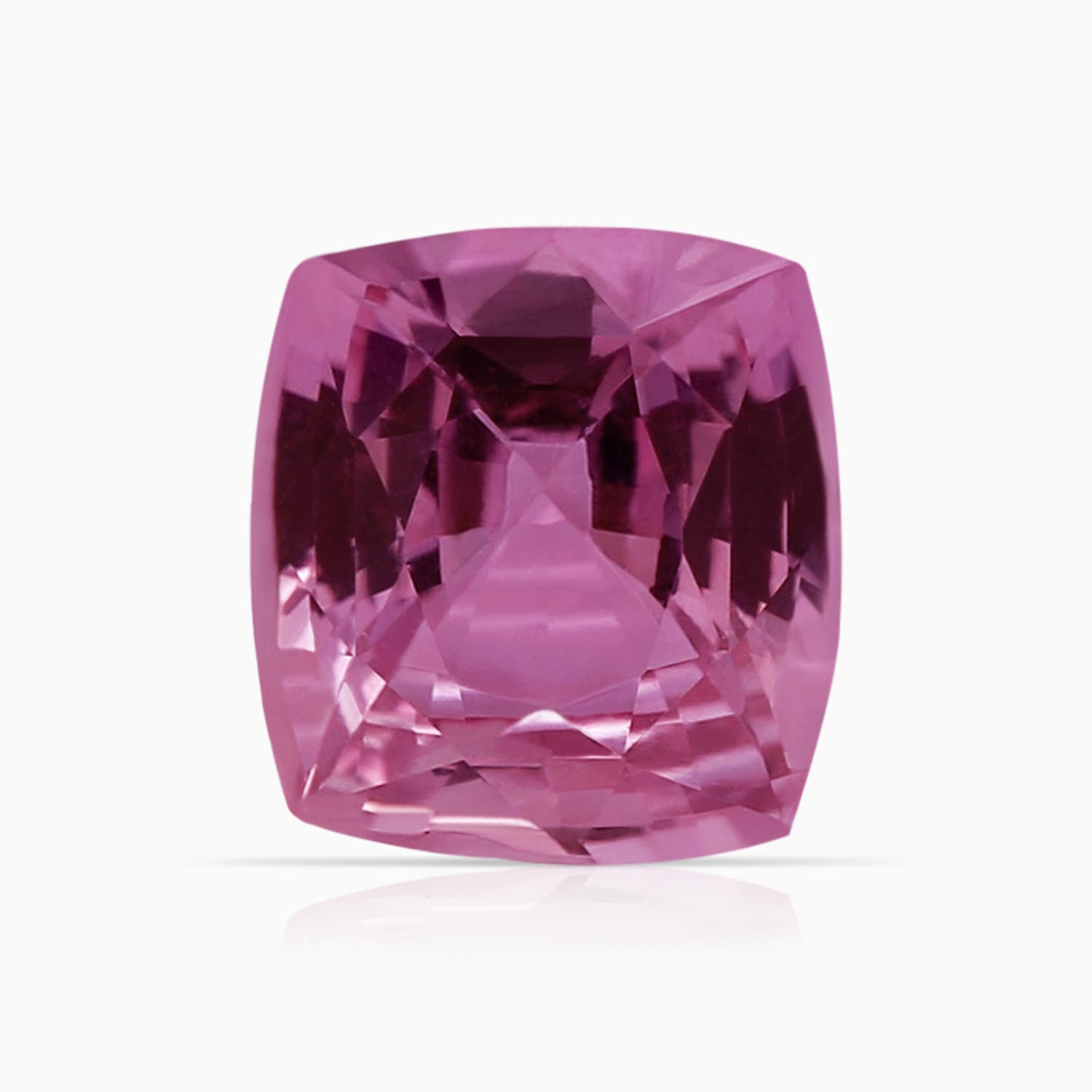 6.62x6.24x3.95mm AAA Claw-Set Cushion Pink Sapphire Ring with Reverse Tapered Diamond Shank in White Gold - stone