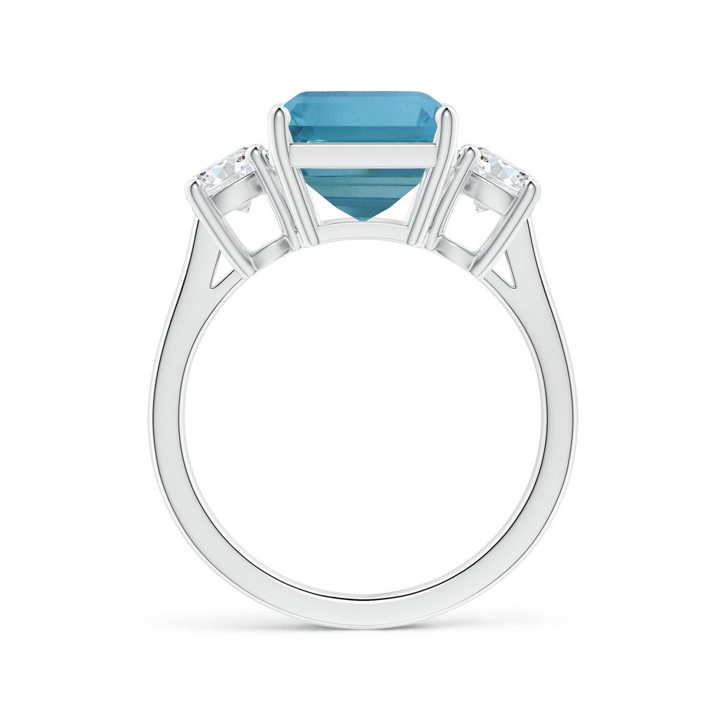 11.02x9.14x5.67mm AAAA GIA Certified Three Stone Emerald-Cut Aquamarine Reverse Tapered Shank Ring with Diamonds in White Gold Side 199