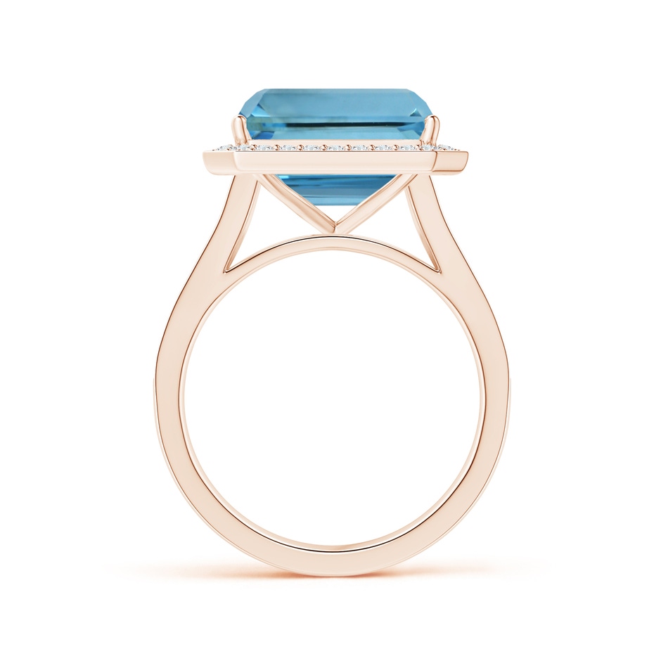 10.89x8.83x6.52mm AAAA GIA Certified Emerald-Cut Aquamarine Halo Ring with Diamond Split Shank in Rose Gold side-1