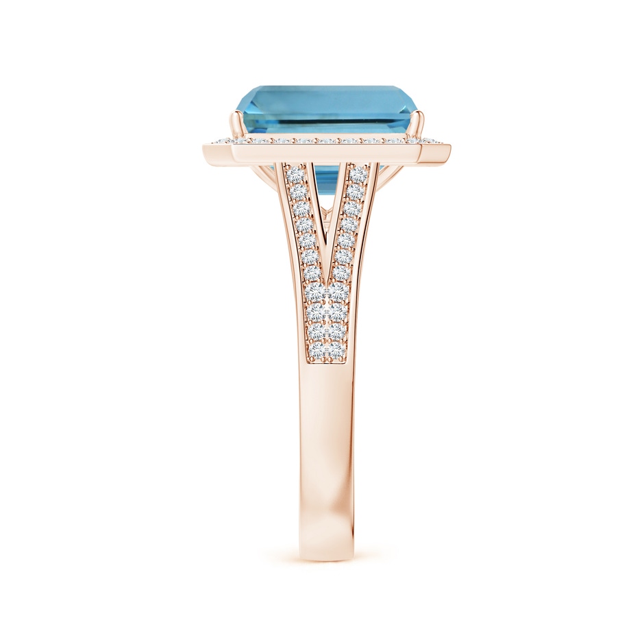 10.89x8.83x6.52mm AAAA GIA Certified Emerald-Cut Aquamarine Halo Ring with Diamond Split Shank in Rose Gold side-2