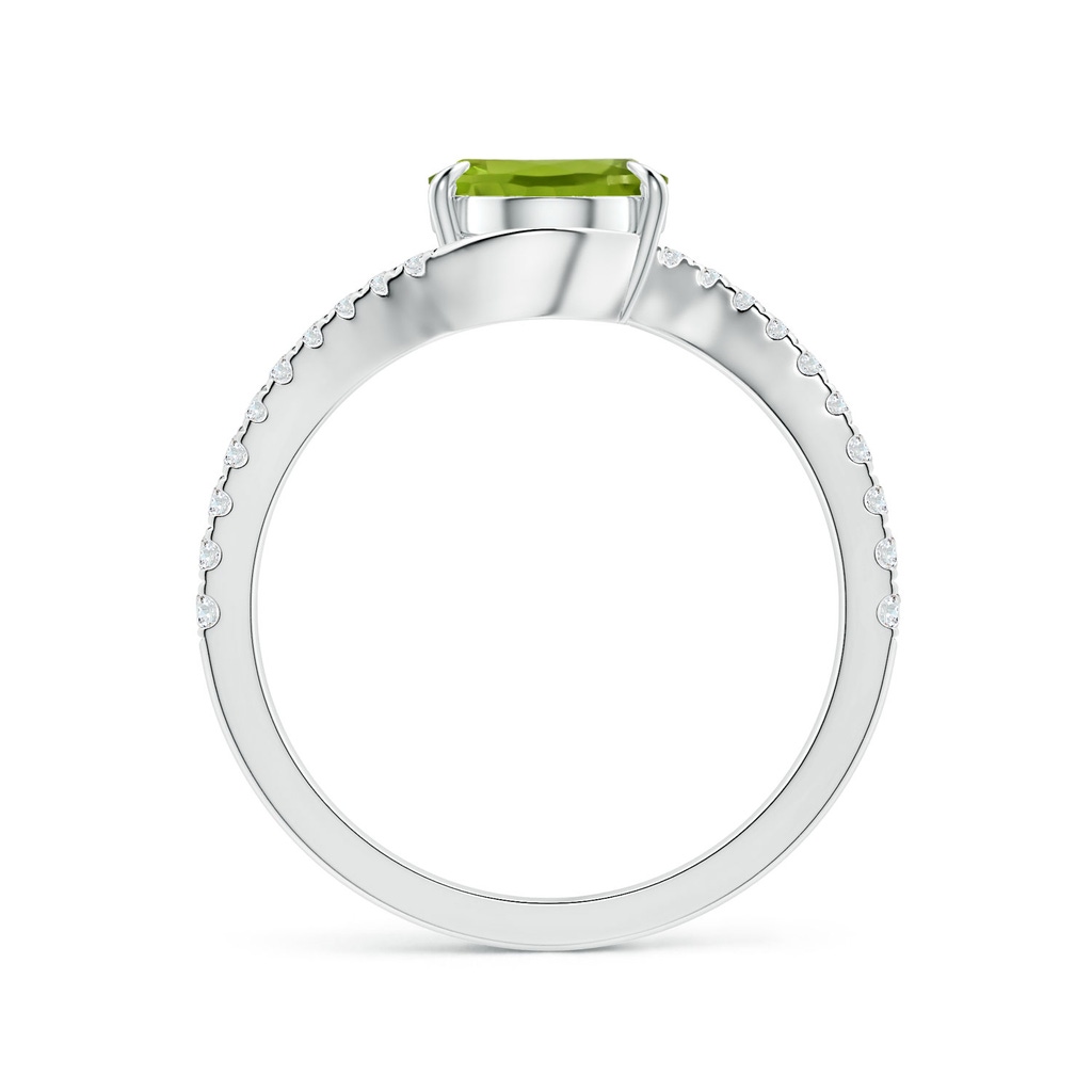 9.93x7.89x5.02mm AAA Claw-Set GIA Certified Oval Peridot Bypass Ring with Diamonds in P950 Platinum Side 199