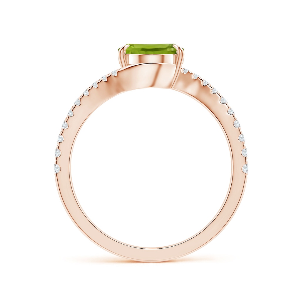 9.93x7.89x5.02mm AAA Claw-Set GIA Certified Oval Peridot Bypass Ring with Diamonds in Rose Gold Side 199
