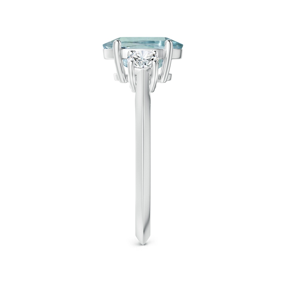 9.91x7.81x5.24mm AA GIA Certified Three Stone Oval Aquamarine Knife-Edged Shank Ring in P950 Platinum side 399