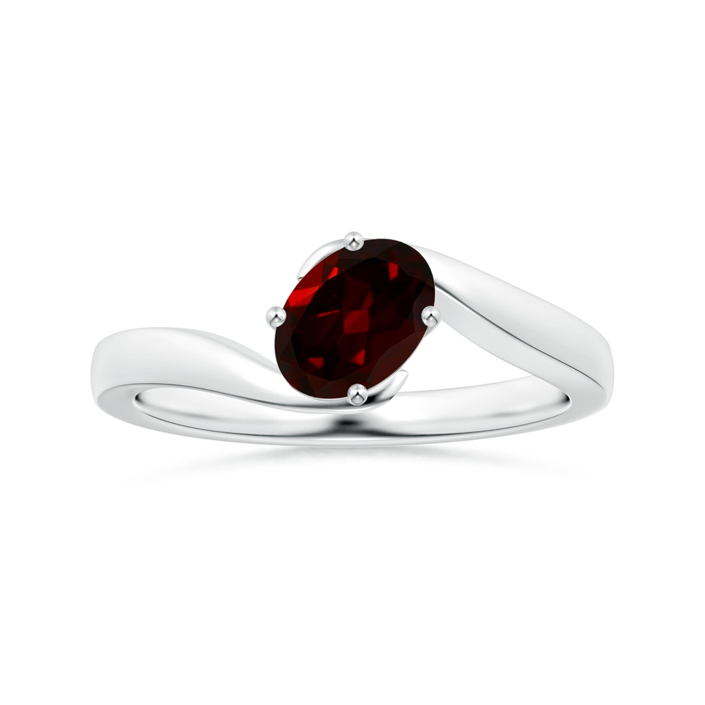 7.93x5.81x3.65mm AAAA GIA Certified Tilted Oval Garnet Solitaire Ring with Bypass Split Shank in P950 Platinum 