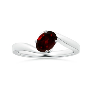 7.93x5.81x3.65mm AAAA GIA Certified Tilted Oval Garnet Solitaire Ring with Bypass Split Shank in P950 Platinum